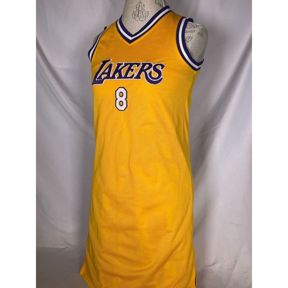 VTG Kobe Bryant #8 Los Angeles Lakers NBA Reebok Gold Jersey Dress Women's SMALL